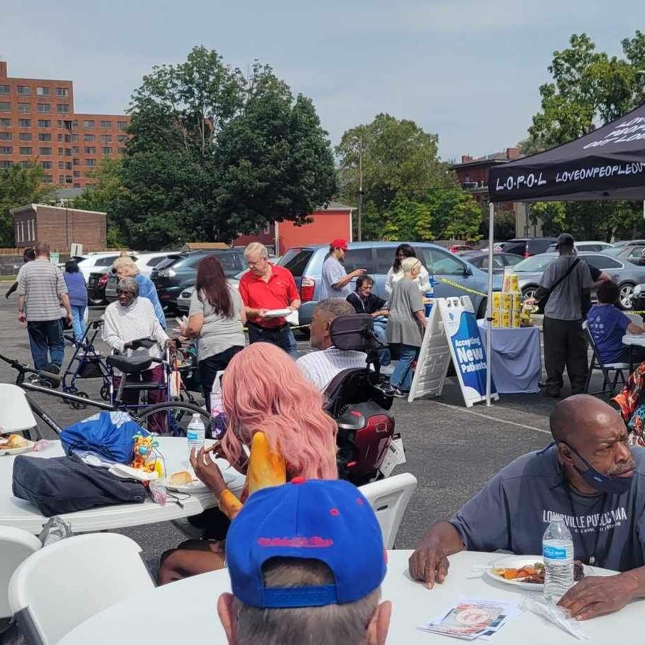 Crowd at His Blessings Box